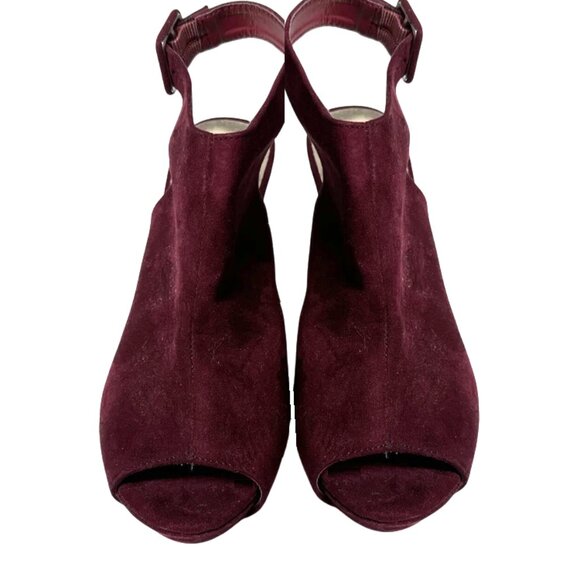 Madden Girl Burgundy Minimalist Buckle Peep Toe Stiletto Heeled Booties Size 7 - Picture 7 of 7